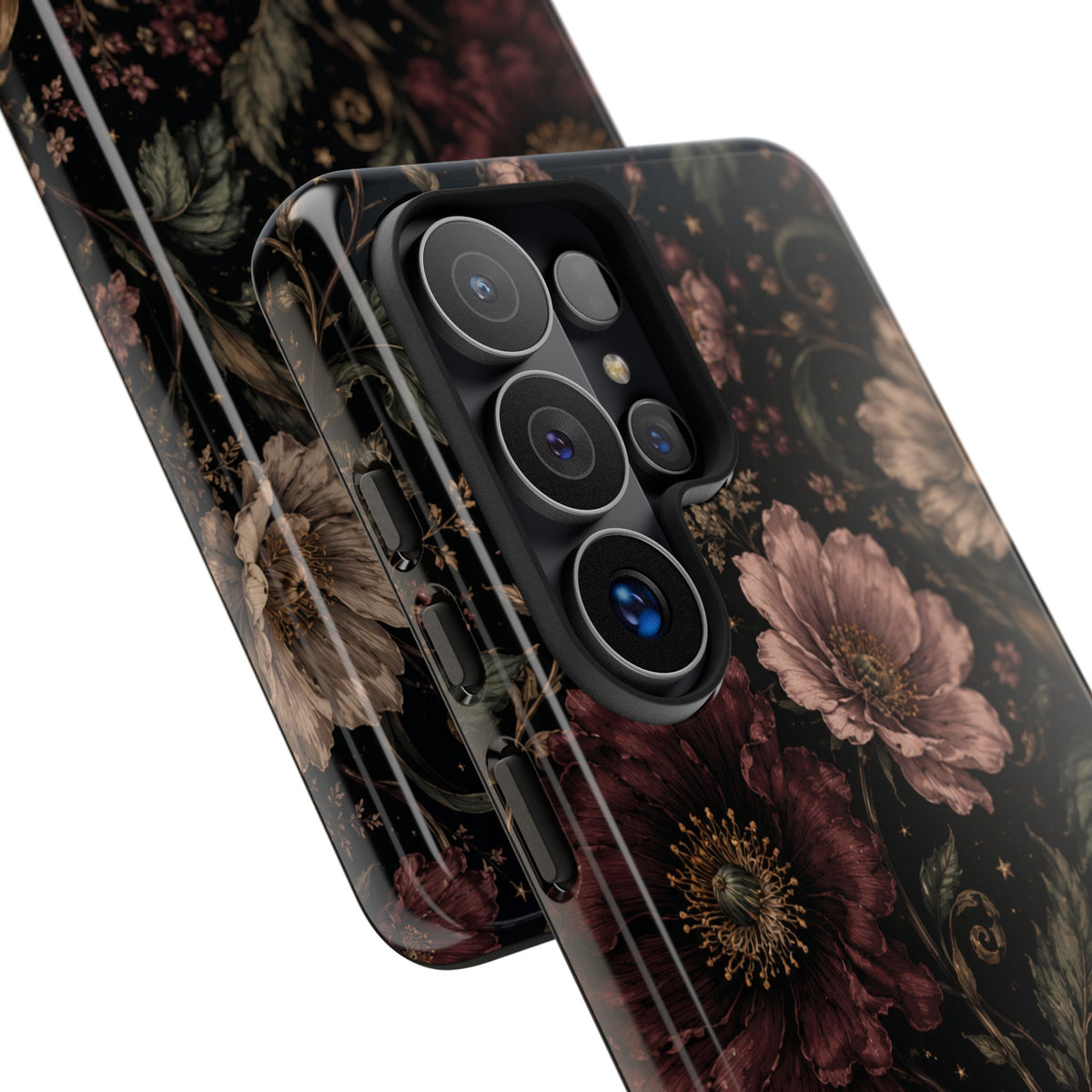 Floral Phone Case — Vintage Dark Botanical Protective Cover