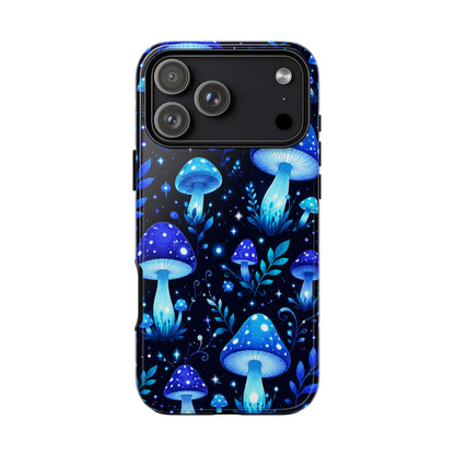 Blue Glowing Mushrooms Phone Case — Psychedelic Fungi Tough Case