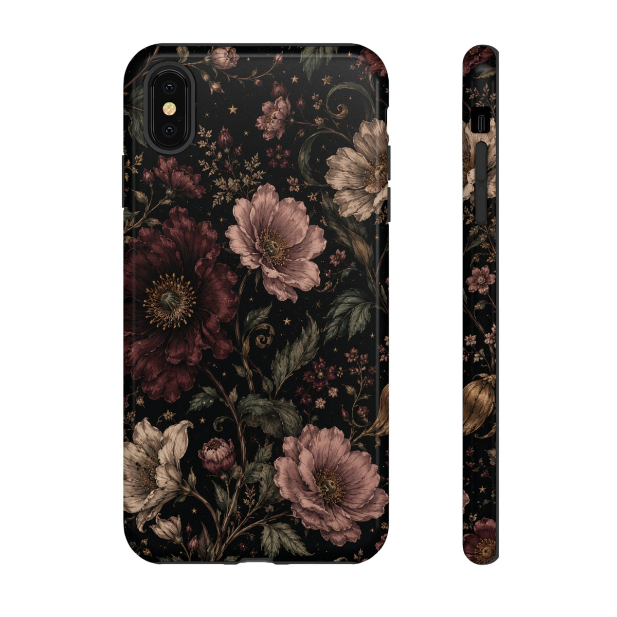 Floral Phone Case — Vintage Dark Botanical Protective Cover