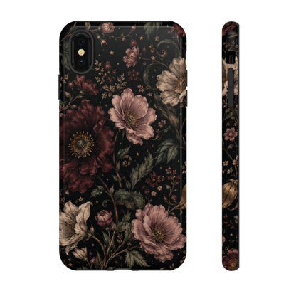Floral Phone Case — Vintage Dark Botanical Protective Cover