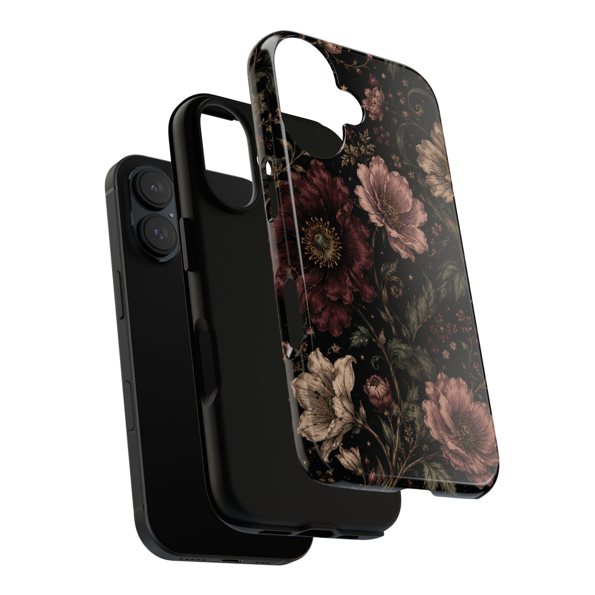Floral Phone Case — Vintage Dark Botanical Protective Cover
