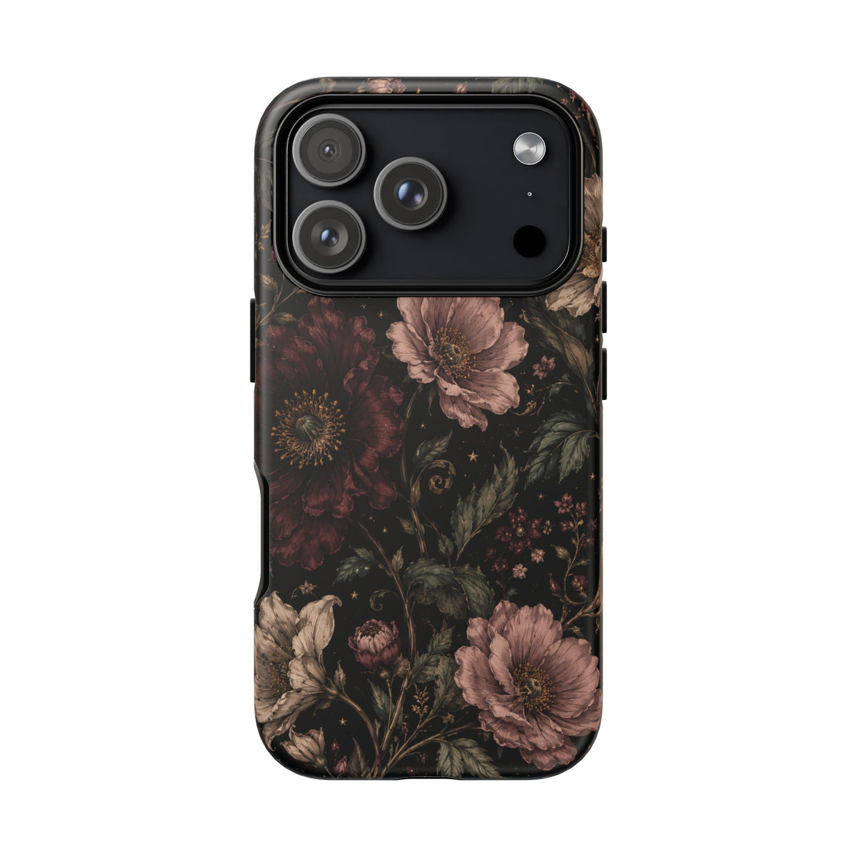 Floral Phone Case — Vintage Dark Botanical Protective Cover
