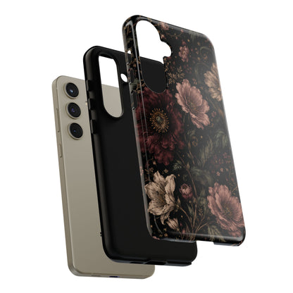 Floral Phone Case — Vintage Dark Botanical Protective Cover