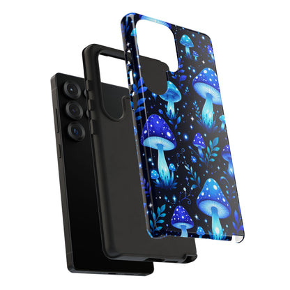 Blue Glowing Mushrooms Phone Case — Psychedelic Fungi Tough Case