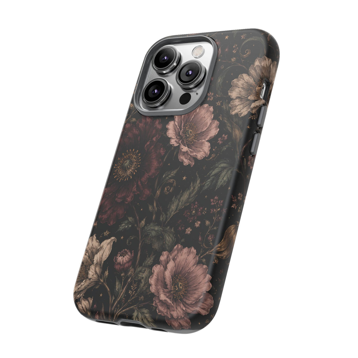 Floral Phone Case — Vintage Dark Botanical Protective Cover