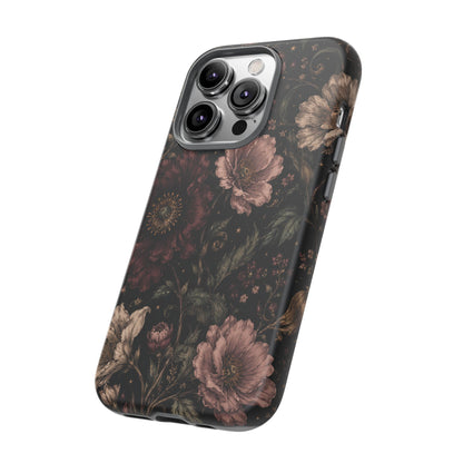 Floral Phone Case — Vintage Dark Botanical Protective Cover