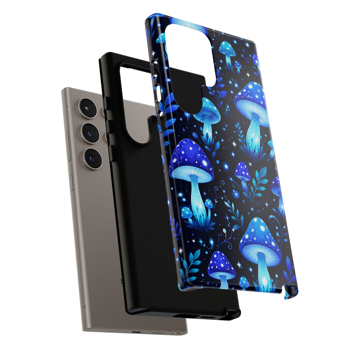 Blue Glowing Mushrooms Phone Case — Psychedelic Fungi Tough Case