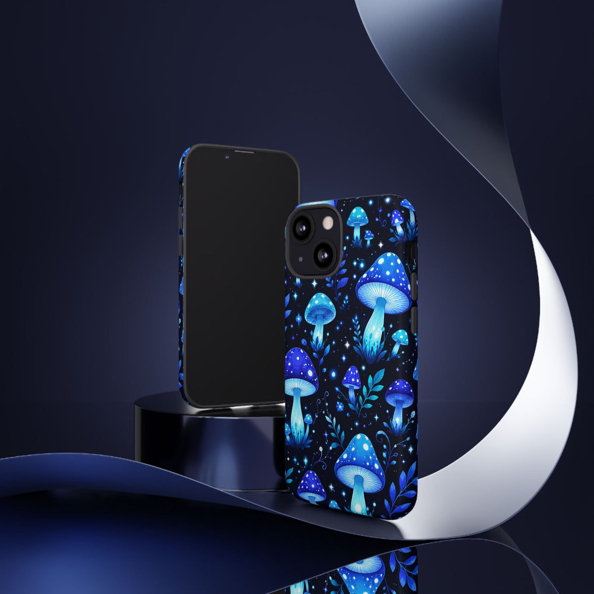 Blue Glowing Mushrooms Phone Case — Psychedelic Fungi Tough Case