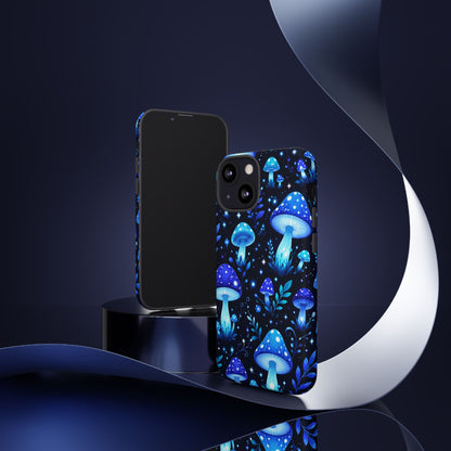 Blue Glowing Mushrooms Phone Case — Psychedelic Fungi Tough Case