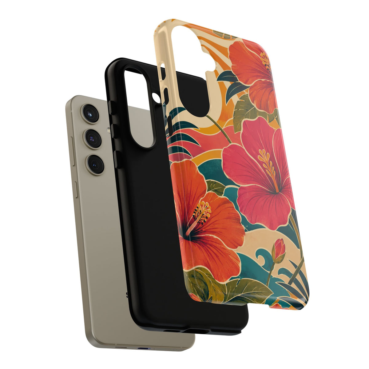 Tropical Floral Tough Phone Case — Sunset Vibes  Protective Cover