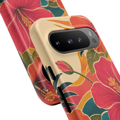 Tropical Floral Tough Phone Case — Sunset Vibes  Protective Cover
