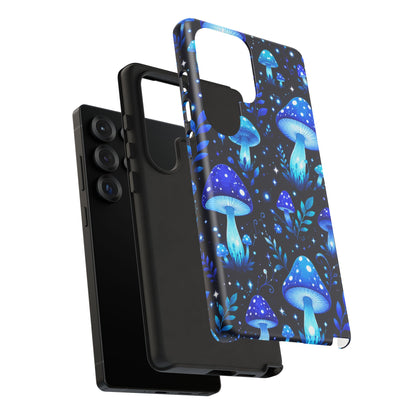 Blue Glowing Mushrooms Phone Case — Psychedelic Fungi Tough Case