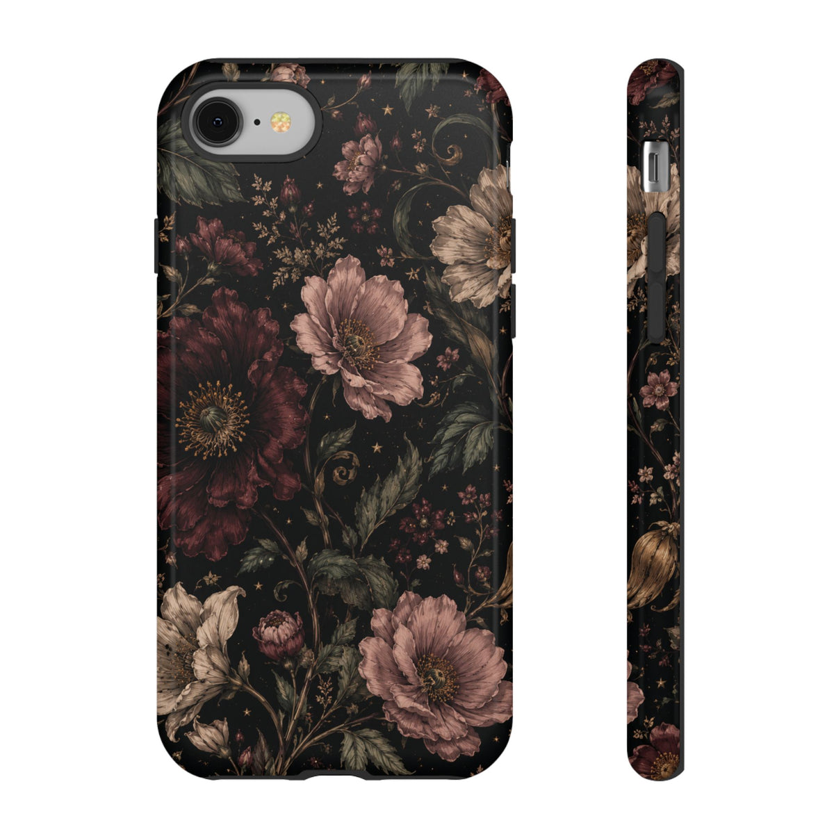 Floral Phone Case — Vintage Dark Botanical Protective Cover