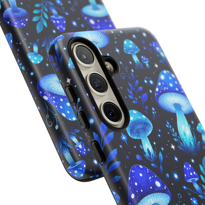Blue Glowing Mushrooms Phone Case — Psychedelic Fungi Tough Case