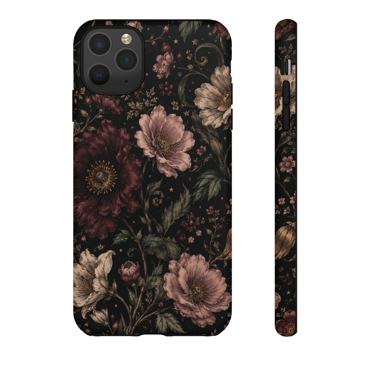 Floral Phone Case — Vintage Dark Botanical Protective Cover
