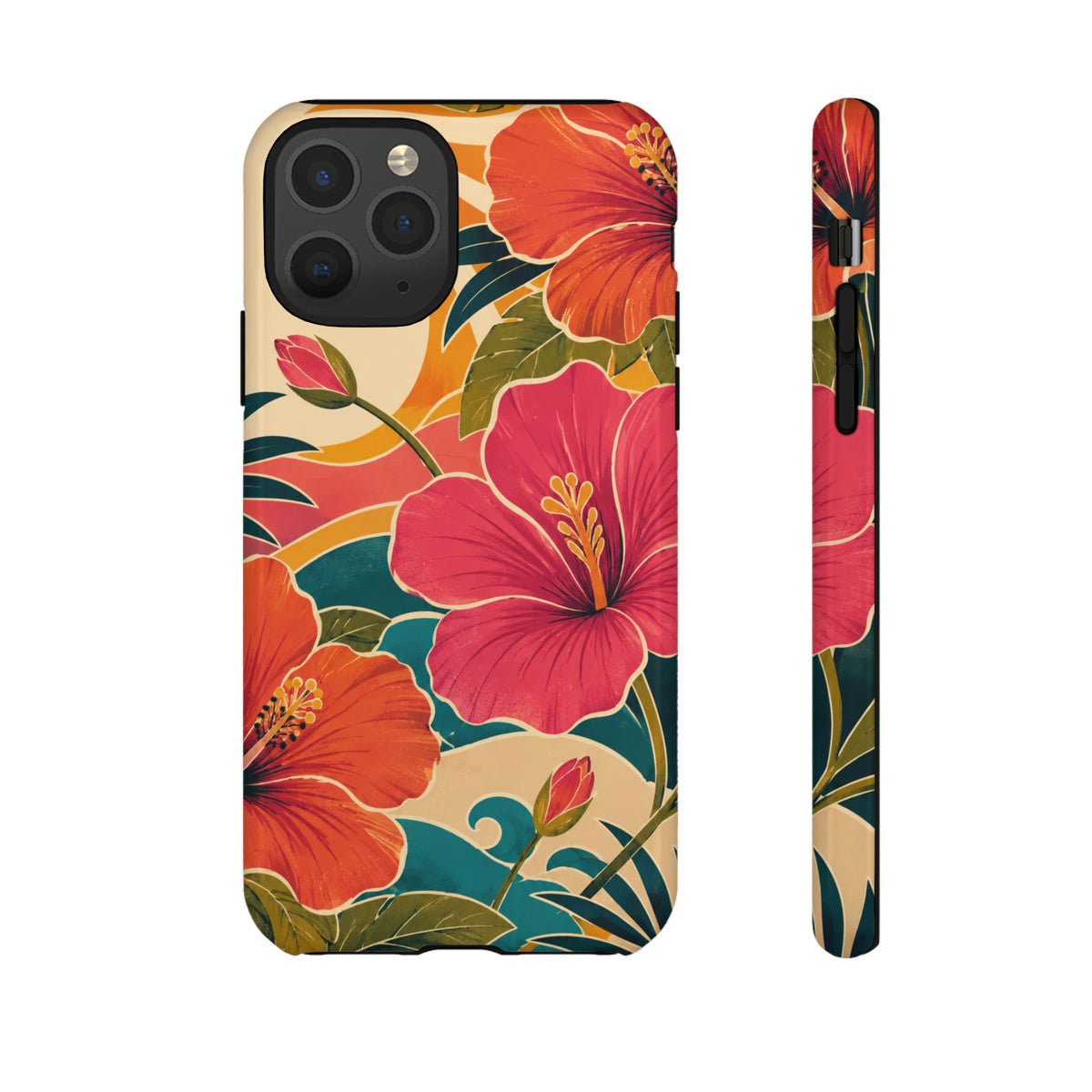 Tropical Floral Tough Phone Case — Sunset Vibes  Protective Cover