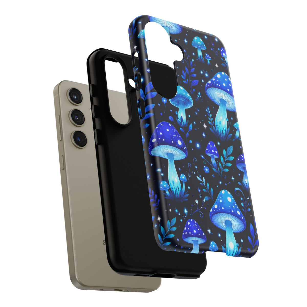 Blue Glowing Mushrooms Phone Case — Psychedelic Fungi Tough Case