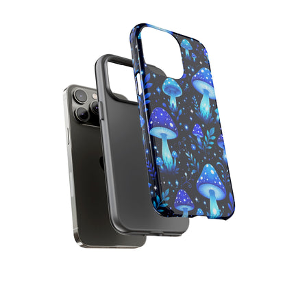 Blue Glowing Mushrooms Phone Case — Psychedelic Fungi Tough Case