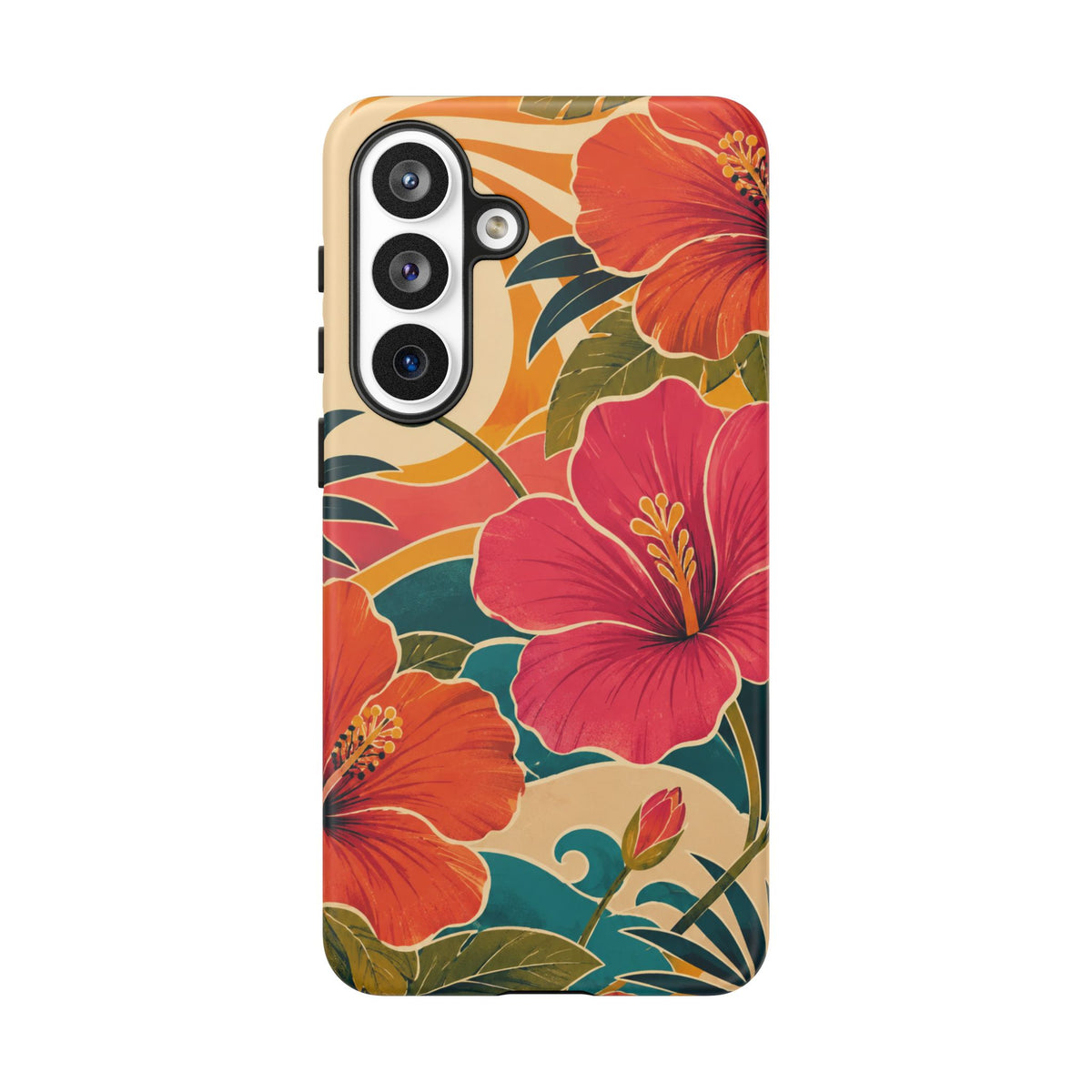 Tropical Floral Tough Phone Case — Sunset Vibes  Protective Cover