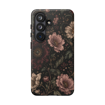 Floral Phone Case — Vintage Dark Botanical Protective Cover