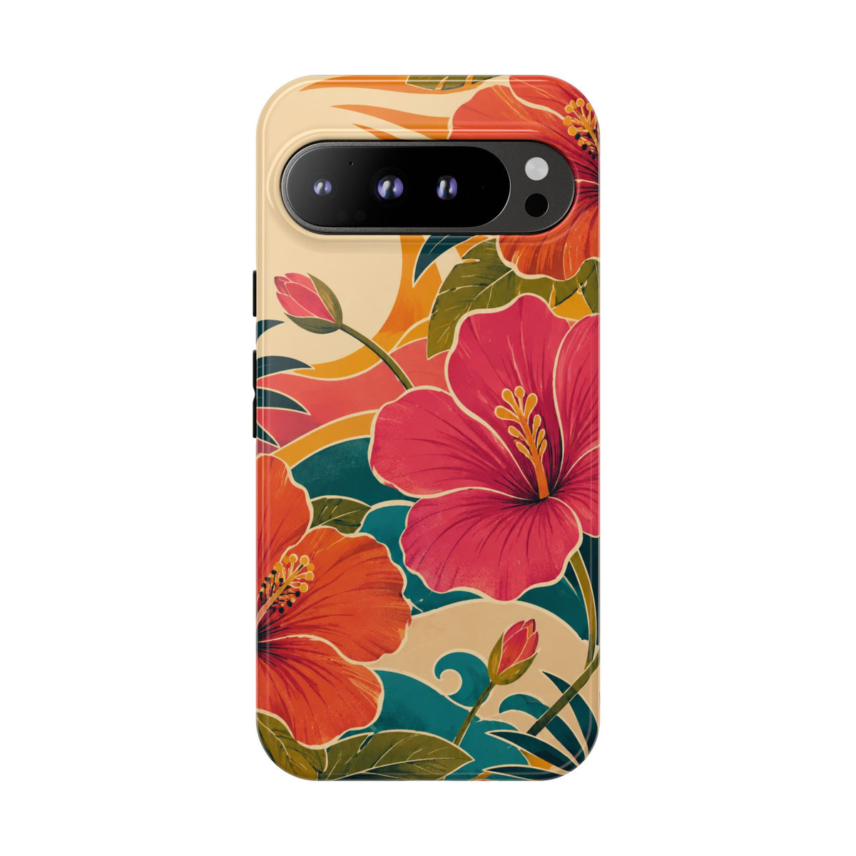 Tropical Floral Tough Phone Case — Sunset Vibes  Protective Cover