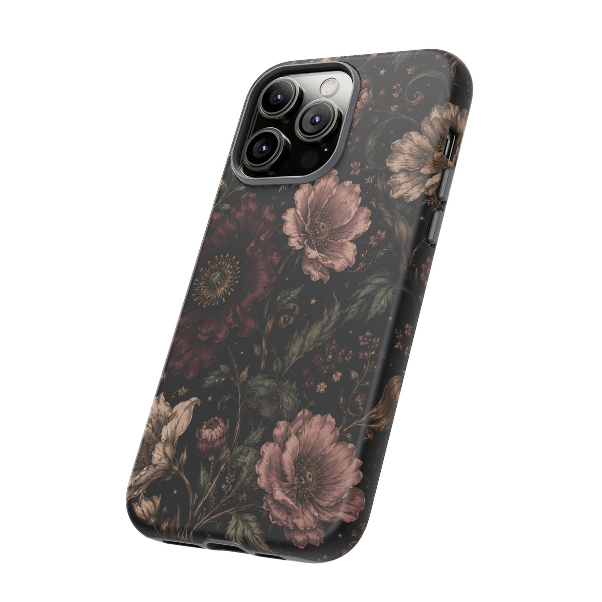 Floral Phone Case — Vintage Dark Botanical Protective Cover