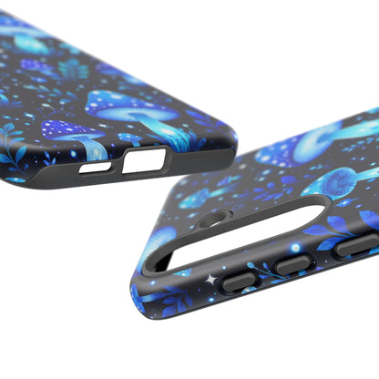 Blue Glowing Mushrooms Phone Case — Psychedelic Fungi Tough Case