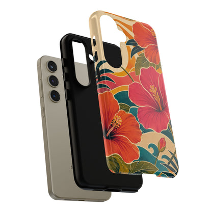 Tropical Floral Tough Phone Case — Sunset Vibes  Protective Cover