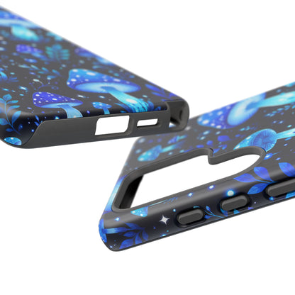 Blue Glowing Mushrooms Phone Case — Psychedelic Fungi Tough Case