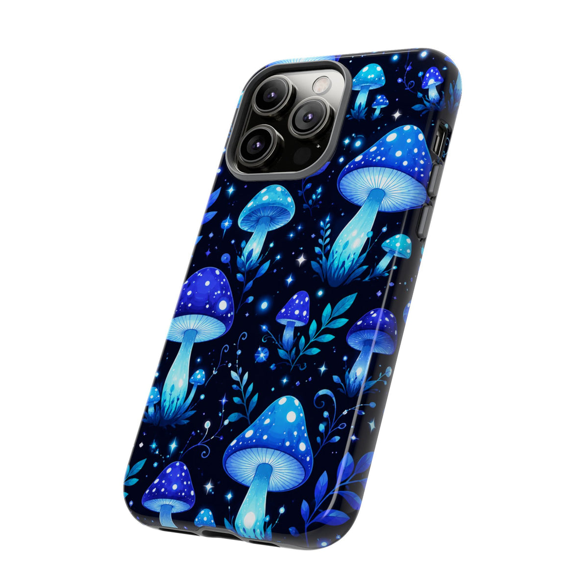 Blue Glowing Mushrooms Phone Case — Psychedelic Fungi Tough Case