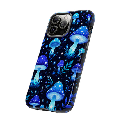 Blue Glowing Mushrooms Phone Case — Psychedelic Fungi Tough Case