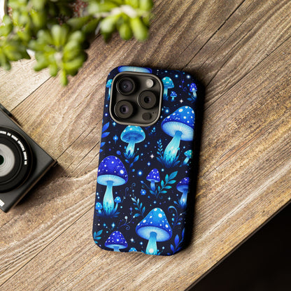 Blue Glowing Mushrooms Phone Case — Psychedelic Fungi Tough Case