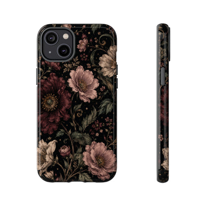 Floral Phone Case — Vintage Dark Botanical Protective Cover