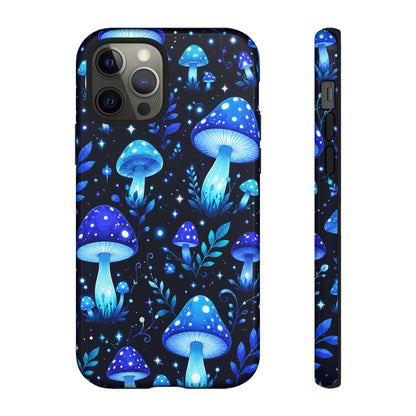 Blue Glowing Mushrooms Phone Case — Psychedelic Fungi Tough Case