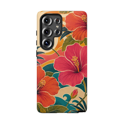 Tropical Floral Tough Phone Case — Sunset Vibes  Protective Cover