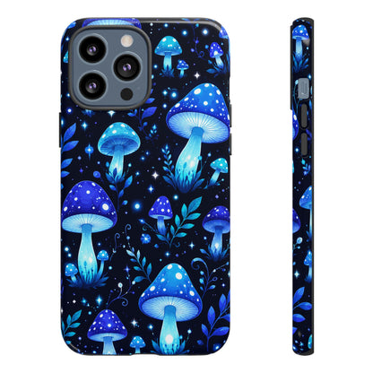 Blue Glowing Mushrooms Phone Case — Psychedelic Fungi Tough Case
