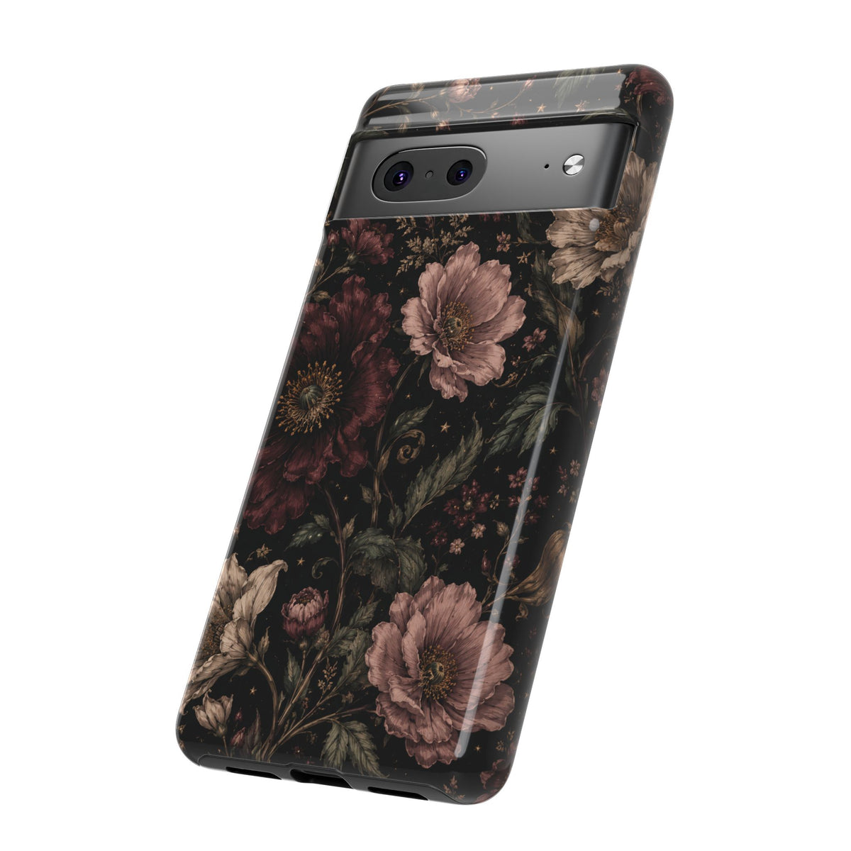 Floral Phone Case — Vintage Dark Botanical Protective Cover