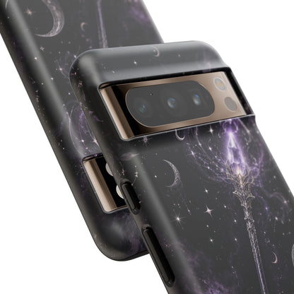 Celestial Magic Wand Phone Case — Mystic Moon & Stars Galaxy Tough Case