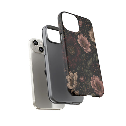 Floral Phone Case — Vintage Dark Botanical Protective Cover