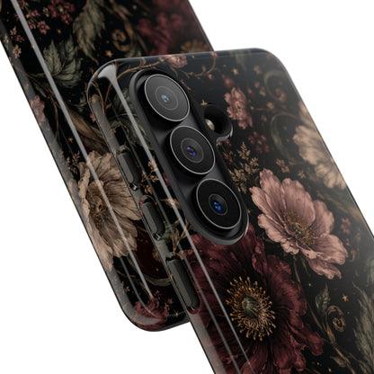 Floral Phone Case — Vintage Dark Botanical Protective Cover