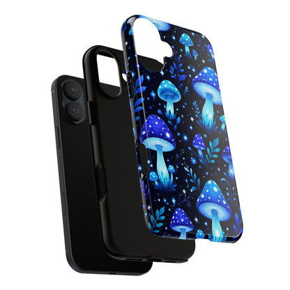 Blue Glowing Mushrooms Phone Case — Psychedelic Fungi Tough Case