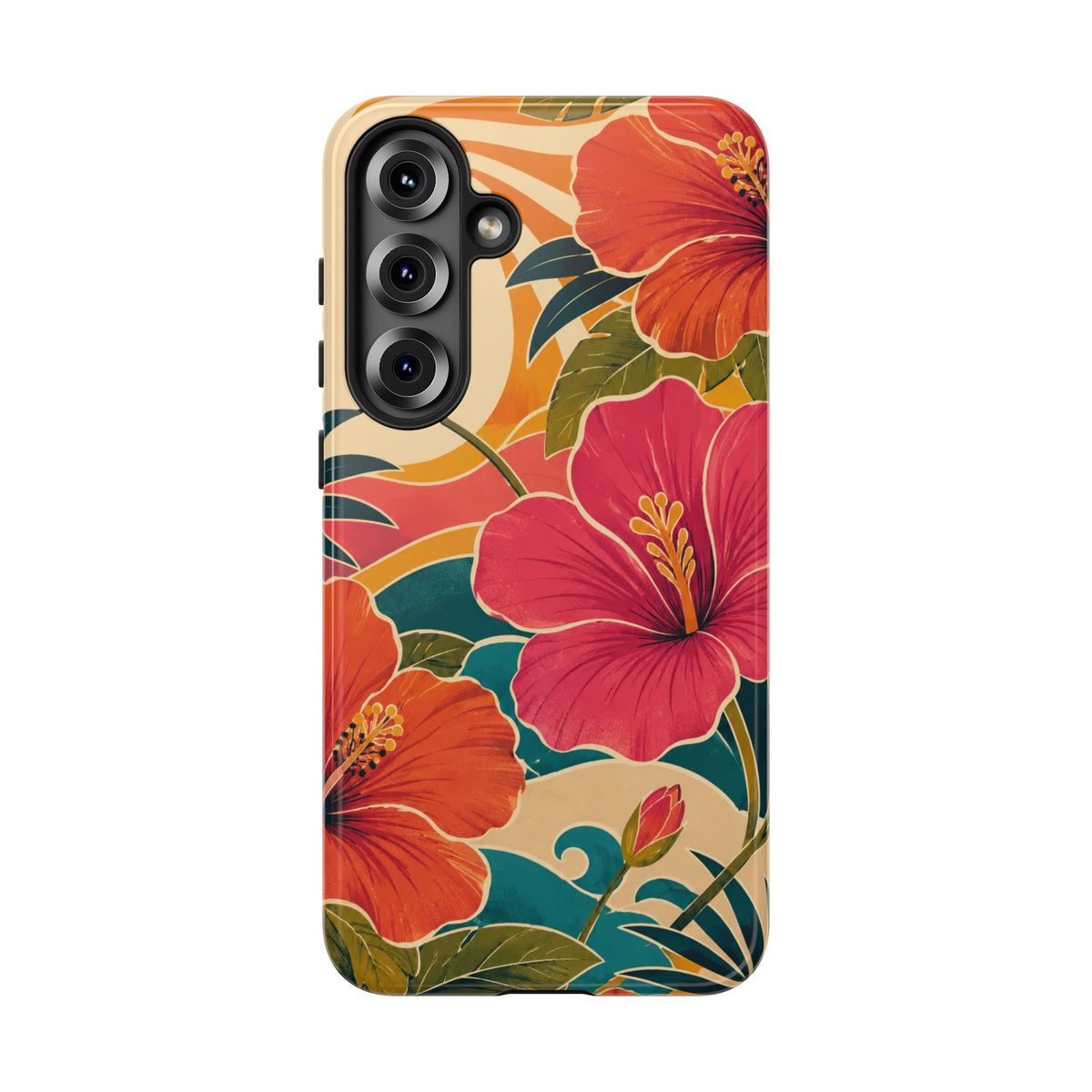 Tropical Floral Tough Phone Case — Sunset Vibes  Protective Cover