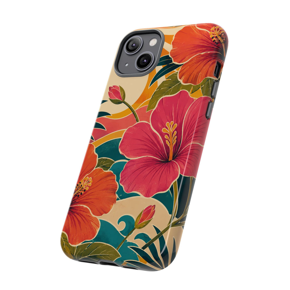 Tropical Floral Tough Phone Case — Sunset Vibes  Protective Cover