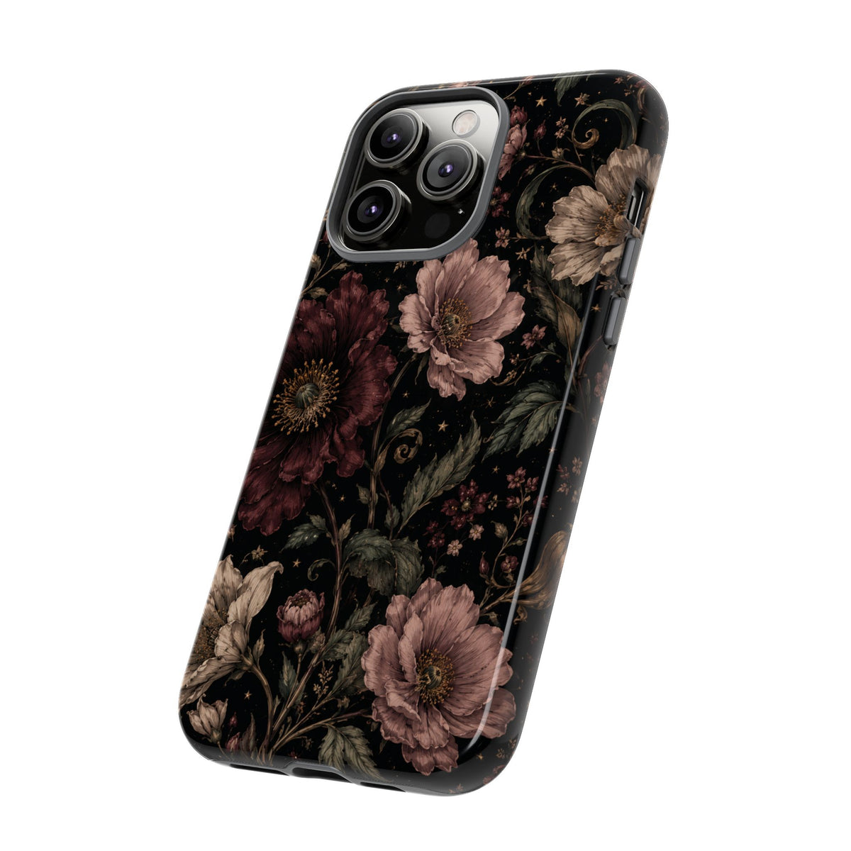 Floral Phone Case — Vintage Dark Botanical Protective Cover