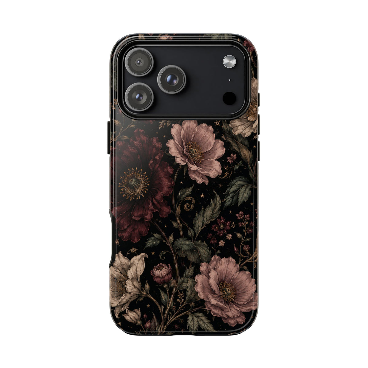 Floral Phone Case — Vintage Dark Botanical Protective Cover