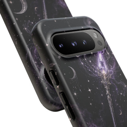 Celestial Magic Wand Phone Case — Mystic Moon & Stars Galaxy Tough Case