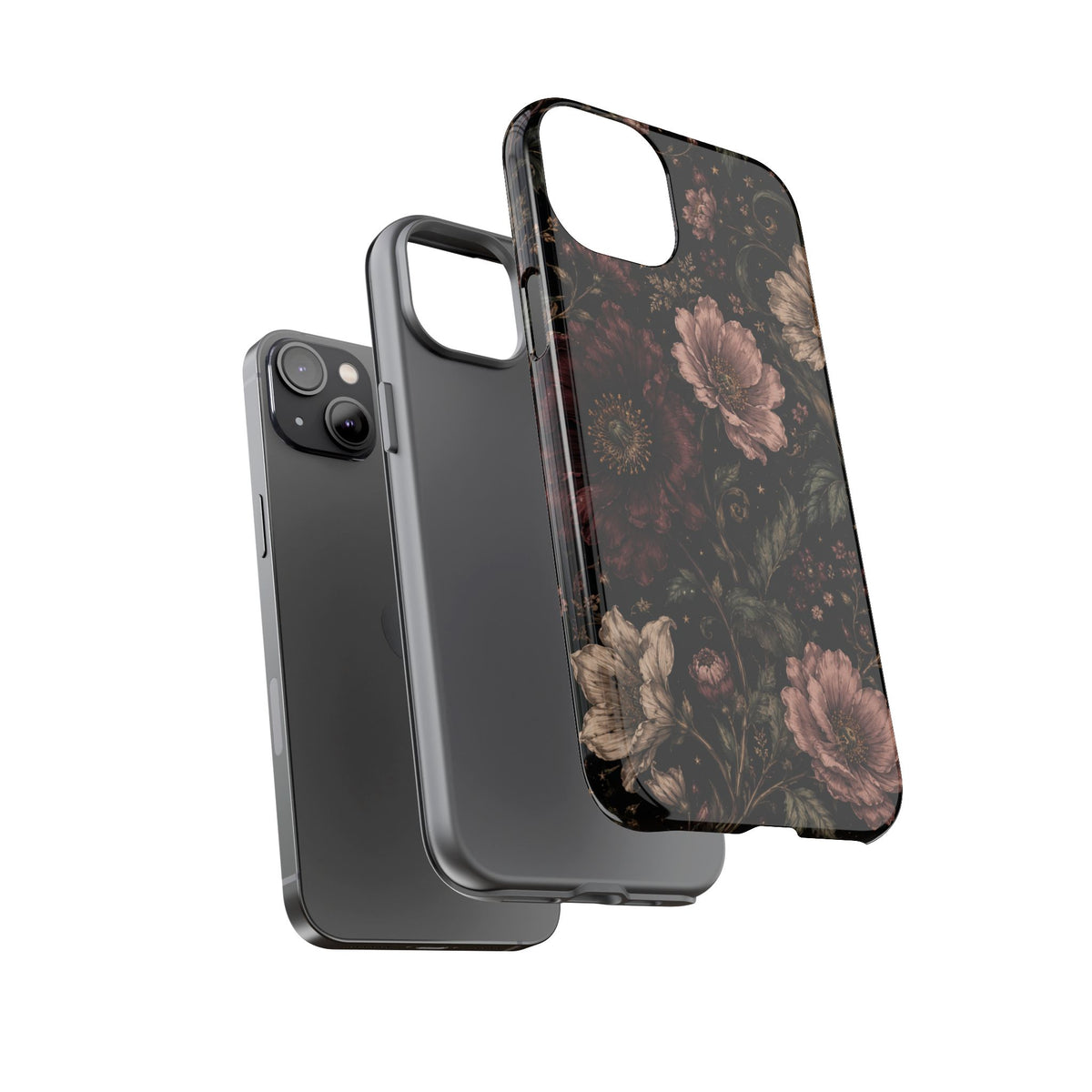 Floral Phone Case — Vintage Dark Botanical Protective Cover