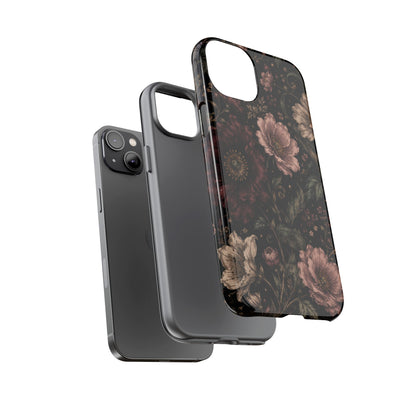 Floral Phone Case — Vintage Dark Botanical Protective Cover