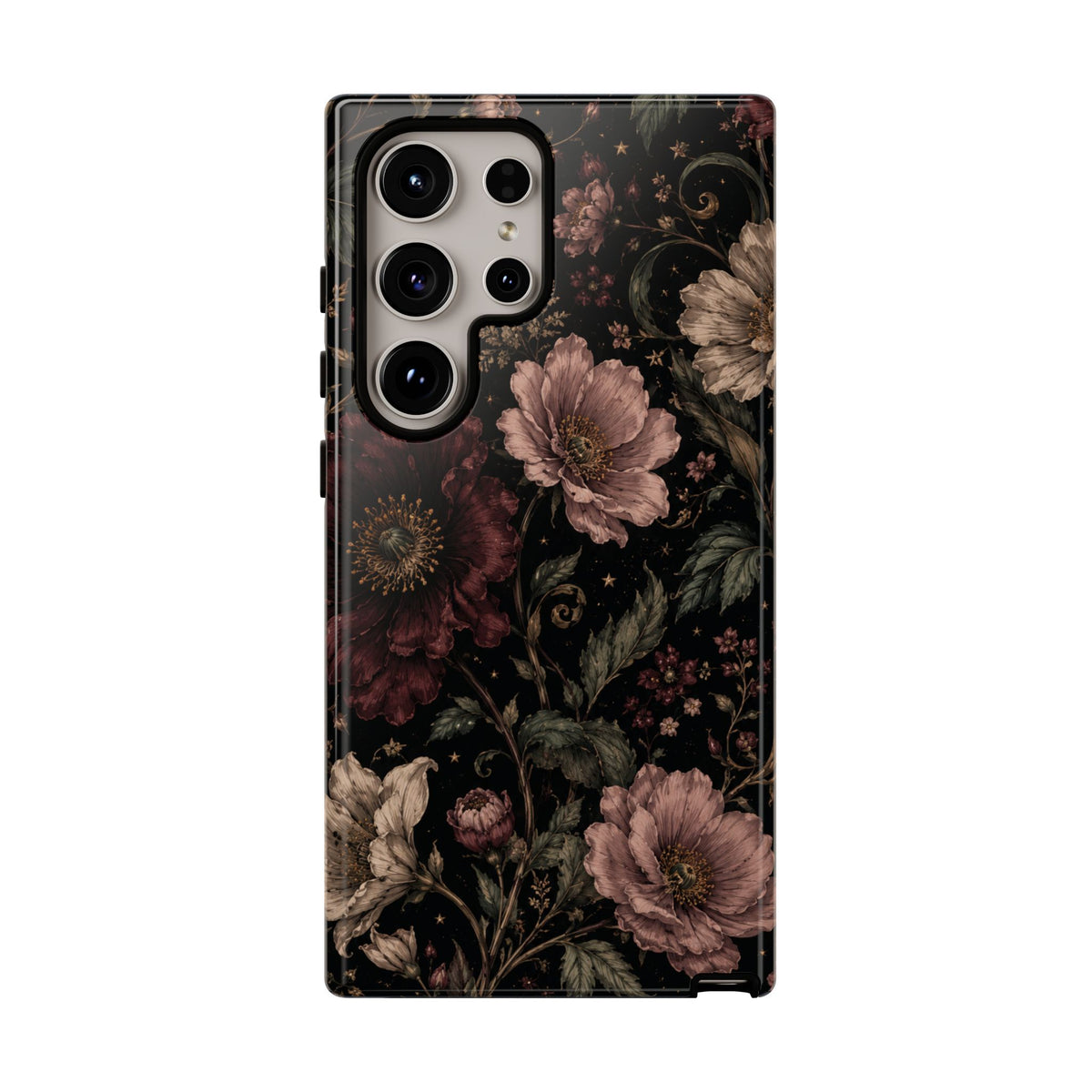 Floral Phone Case — Vintage Dark Botanical Protective Cover