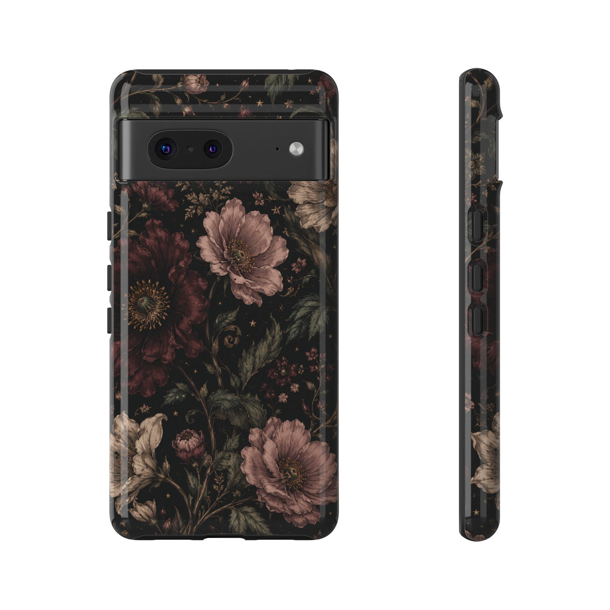 Floral Phone Case — Vintage Dark Botanical Protective Cover